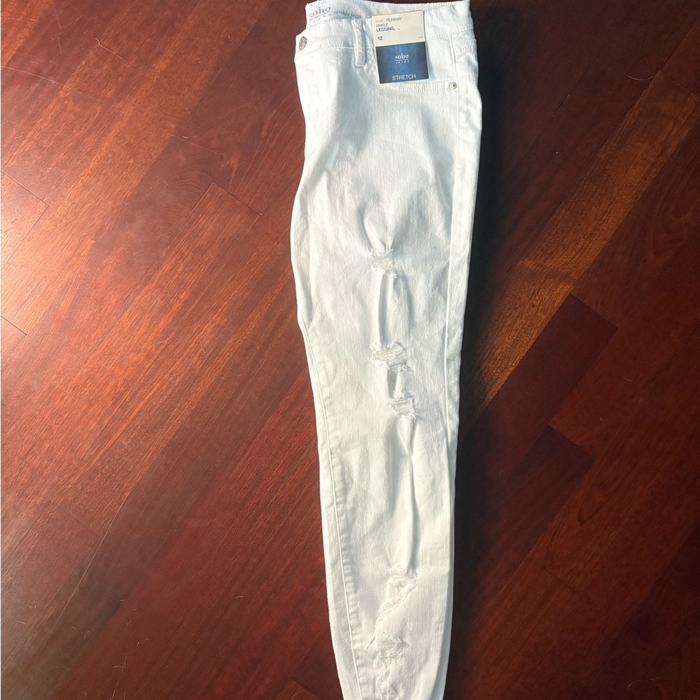 New York & Company Distressed White Jeans